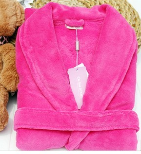 New Arrival Thickening women's solid color robe bathrobes bathrobe - rose Free Shipping