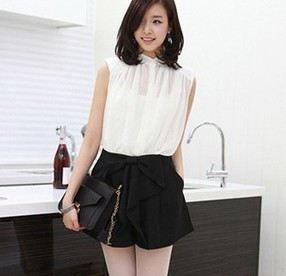 New Arrival  wind gentlewomen women's bow skirt shorts culottes set free shipping