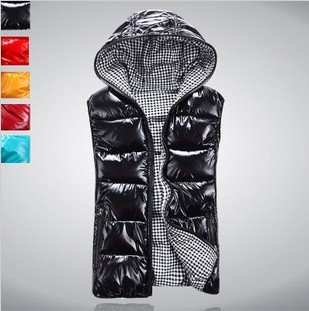 New Arrival Winter sleeveless women's Hooded shiny vest lady fashion down-padded casual waistcoat