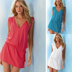 New arrival women bohemian V-neck bikini dress swimwear lady's holiday beach dress backless dress