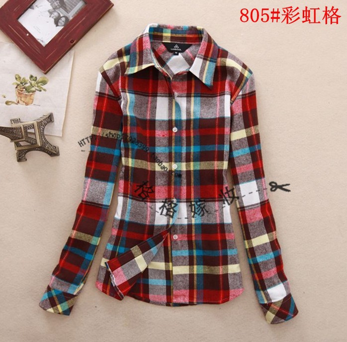 New arrival women Brand Blouse,Plaid long sleeve shirt OL office ladies' shirt,women fashion blouse Free Shipping