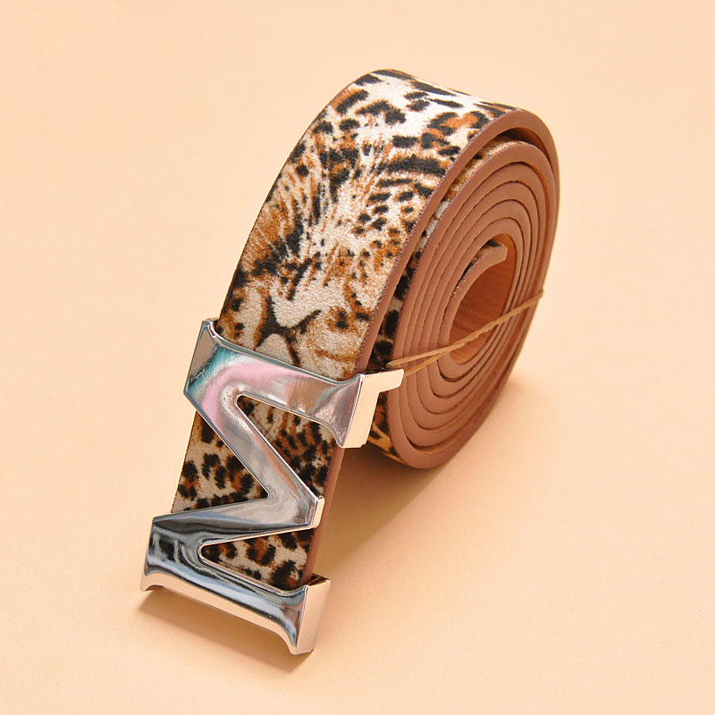 New arrival women's belt leopard print all-match solid belts M letter head casual leather strap