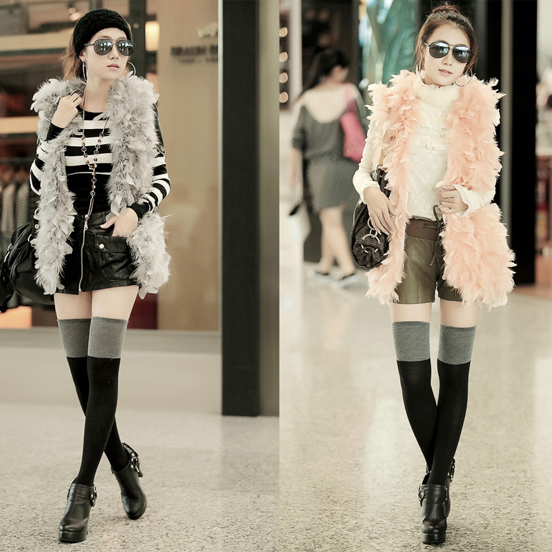 New arrival women's winter fur turkey wool ostrich wool patchwork medium-long vest vest 2375