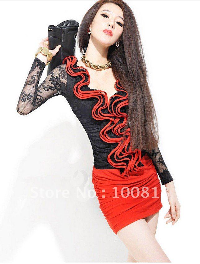 New Arrival Women Sex Night Dress  With Long Sleeve #6620