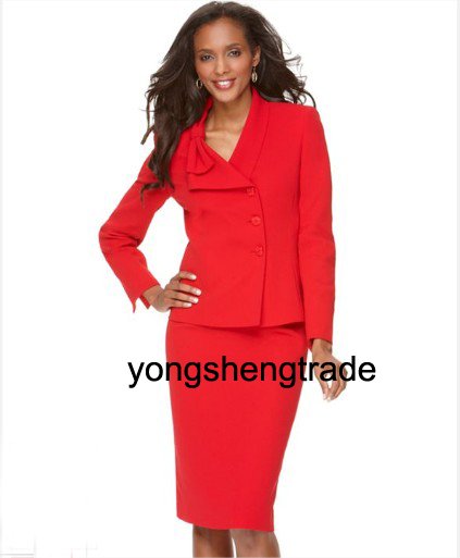 New Arrival Women Suit, Custom Made Suits, Suit Studio Suit, Bow Collar Jacket & Skirt, Accept   359