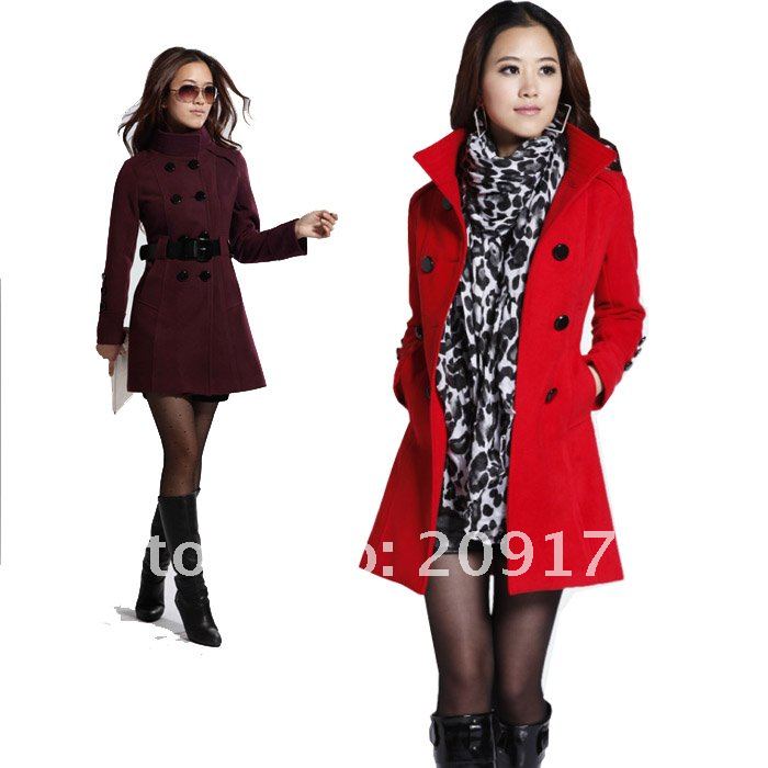 New arrival women winter wool coat women double breasted Long Jacket overcoat free shipping M-XXL C616