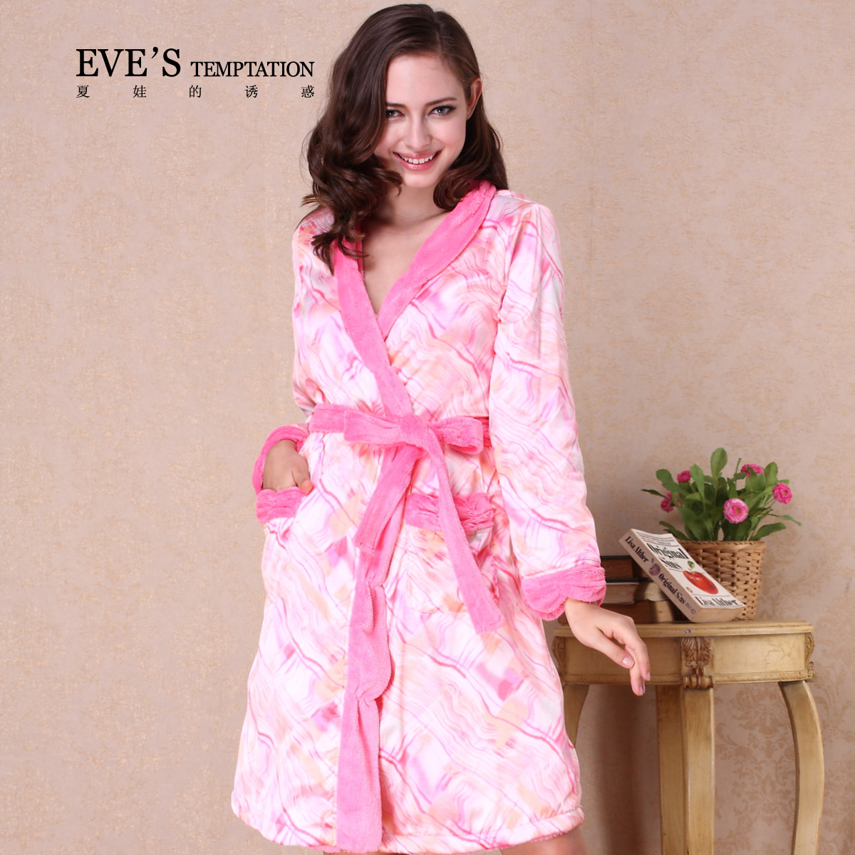 New arrival worsted thermal lacing type lounge bathrobe