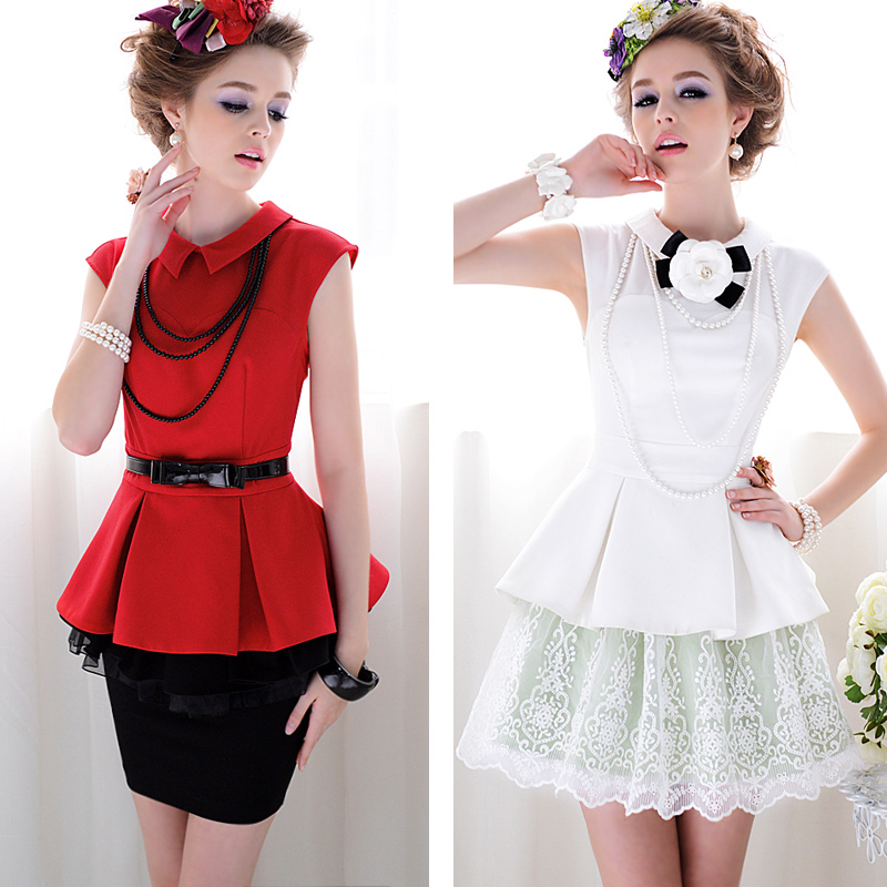 New Arrivals 2013 Summer Slim Waist Turn-Down Collar Sleeveless Ladies Fashion Shirt Vintage Female Top