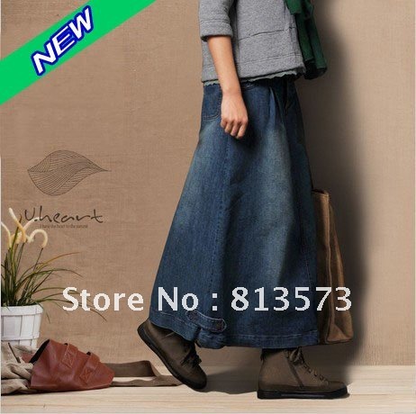 New Arrivals Women Long Denim Skirt Original New Brand Boots Cut Jeans Woman