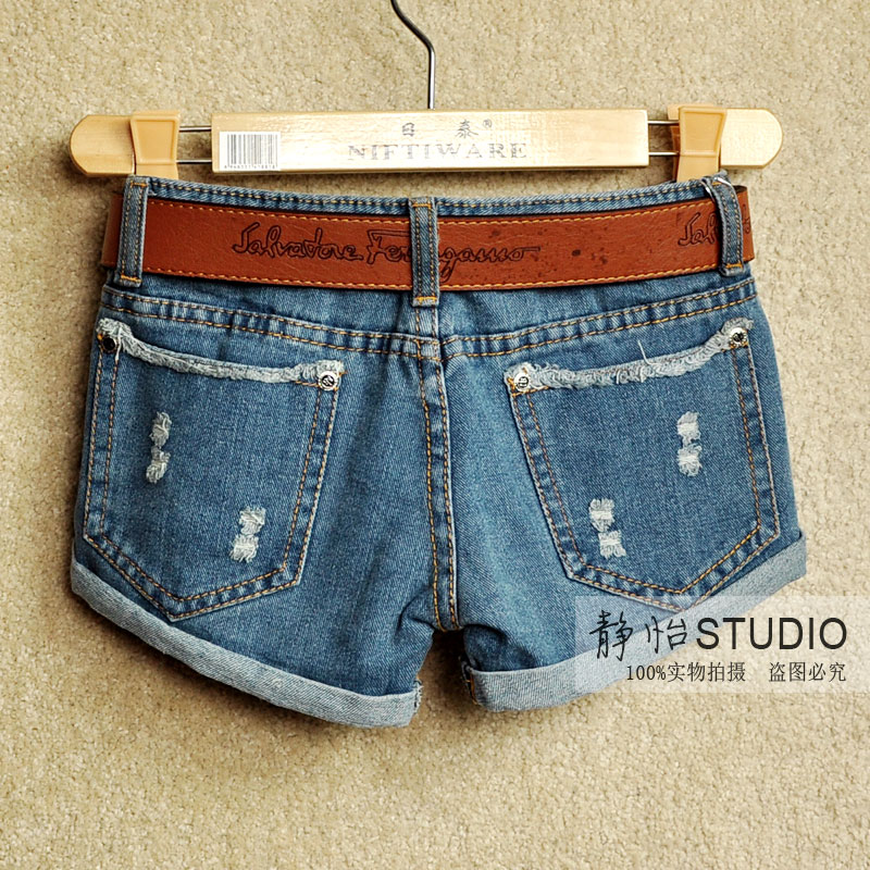 NEW arrivals women's denim shorts female low-waist shorts jeans hole trousers thin A3