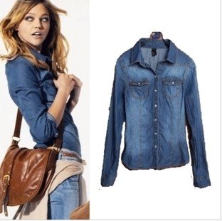 New Arrivals Women's Fashion Shirt Women's Jean Jacket Denim Outwear Plus Size-S/M/L/XL/XXL