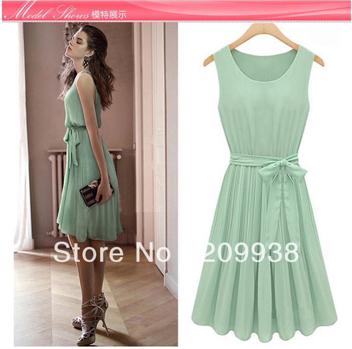 New arrive!!2013 new fashion summer dress,light blue Ruffles slim chiffon knee length dress cheaper price T8029