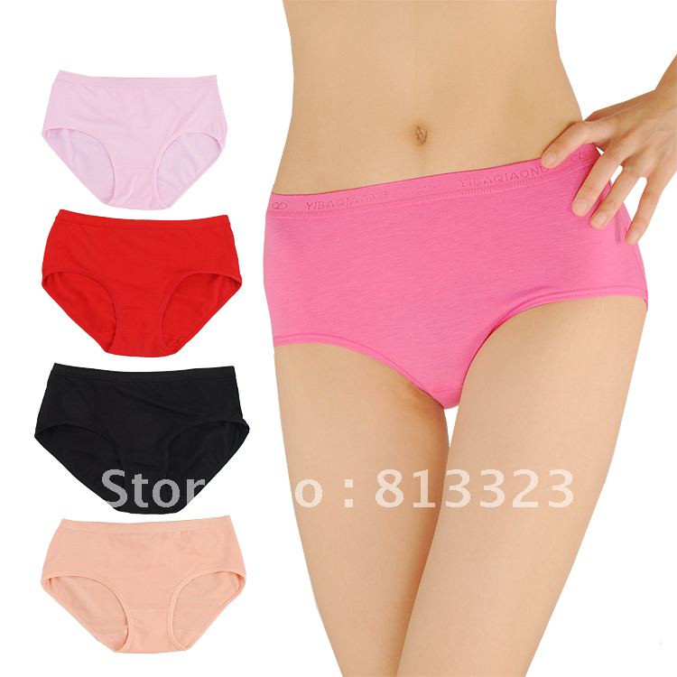 NEW ARRIVE DAILY 6 mid waist women's solid color breathable cotton panty