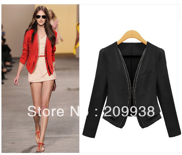 New arrive!!Free Shipping!!2013 new fashion spring jacket for women ,zipper Collect waist small suit  Q188