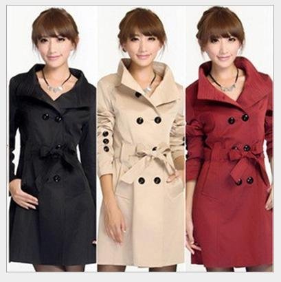 New Arrivel Women's Elegant Double Breasted Winter SlimTrench  With Belt/overcoat/Lady trench coat/dust coat G38