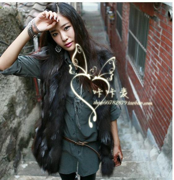 new arrivial, 2012 fox fur medium-long vest fur vest fur coat