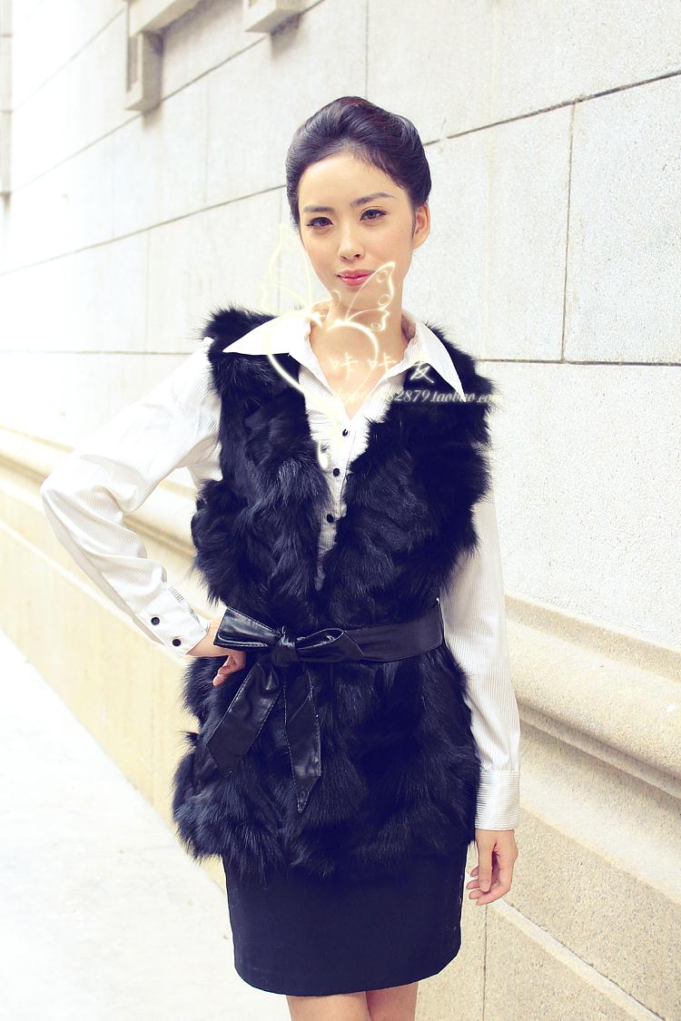 new arrivial, 2012 medium-long fox fur vest fur coat fox fur outerwear