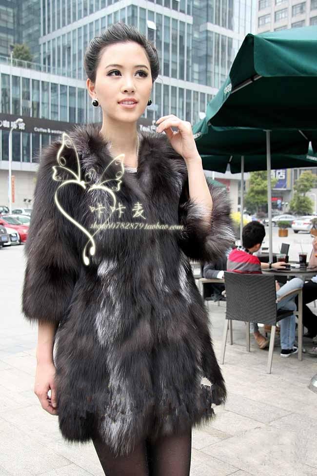 new arrivial, 2012 medium-long silver fox fur vest,  fur coat