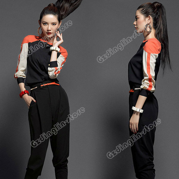 New Autumn Fashion Womens Clothing Long Sleeve Chiffon Personalized Tee Lady Casual Shirt Tops Blouse Size S Free Shipping 0146