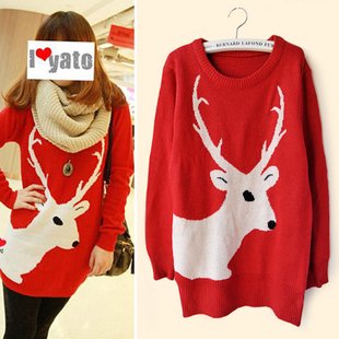 New autumn outfit lovely joker fawn sweater coat of hair grows round collar dress