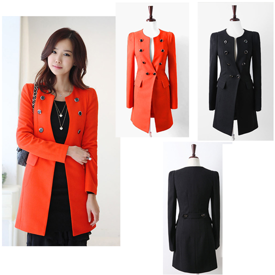 New Autumn Women Lady Stylish Slim Casual Look Windbreak Double Fastener Coat 2 Colors