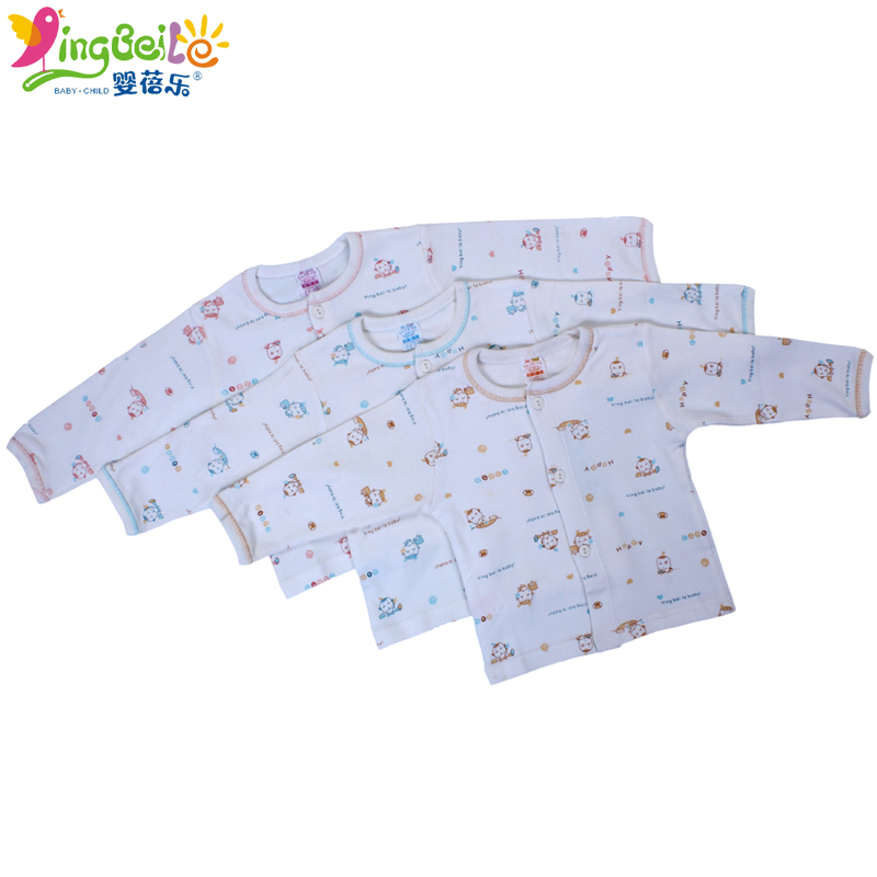 new baby print double faced o-neck cardigan child sleepwear underwear home Pajamas Children's tops