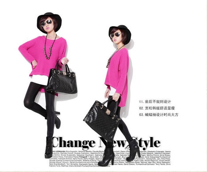 New Batwing Womens Ladies Casual Loose Asymmetric Knit Coat Top Sweater Lady