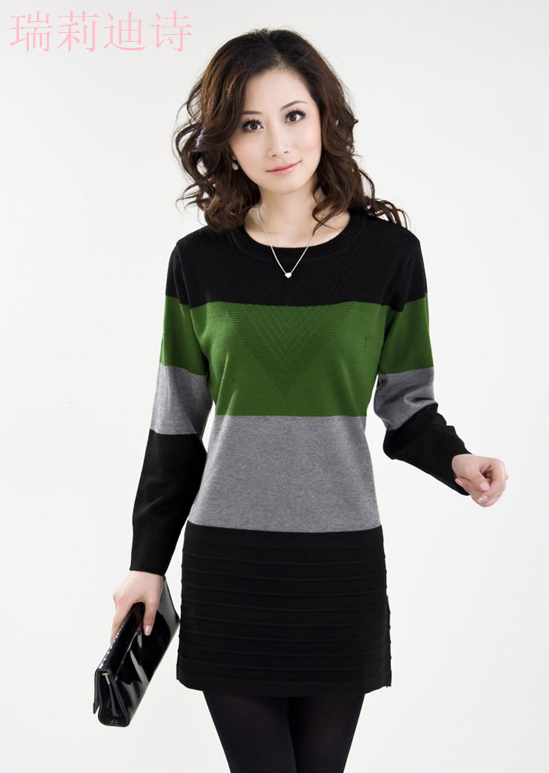 New   brand 2013 women's medium-long low o-neck long-sleeve sweater hot-selling