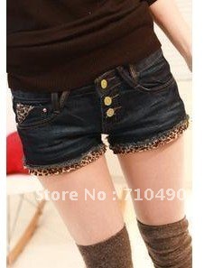 New bull-puncher knickers sexy leopard grain boundary more buckle hot pants pants female trousers boots