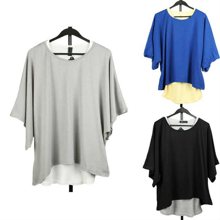 NEW CHIC 2PCS BATWING SLEEVE LOOSE FIT TOP + VEST/TANK TOP 3258