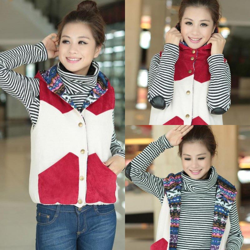 New clothes reversible cotton vest fashion hooded women's vest