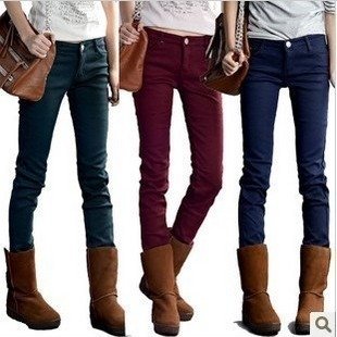 New color plus velvet jeans feet thick pencil pants boots pants