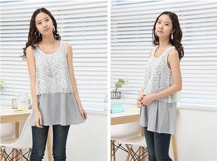 new comfortable woman Maternity clothing summer gauze lace maternity t-shirt vest nursing clothing