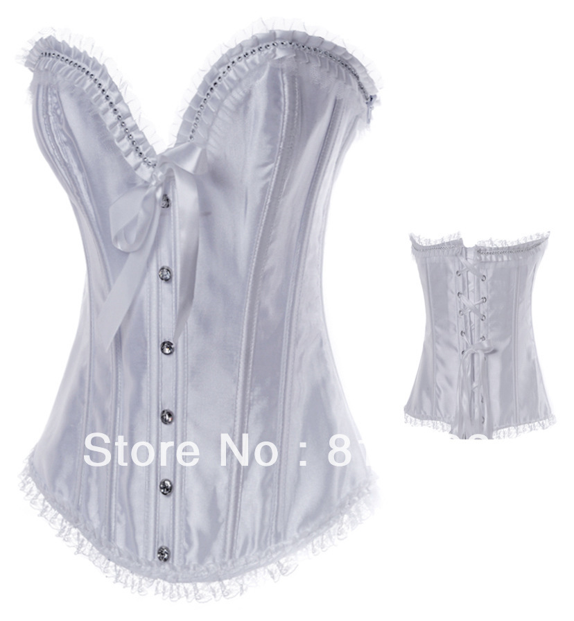 New Corset lingerie Creamy Lvory Renaissance Corset Wholesale Overbust Steel bone