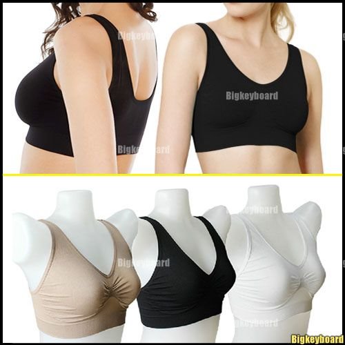 New Cozy Seamless Sports Leisure Bra Support Vest White Black Nude Yoga