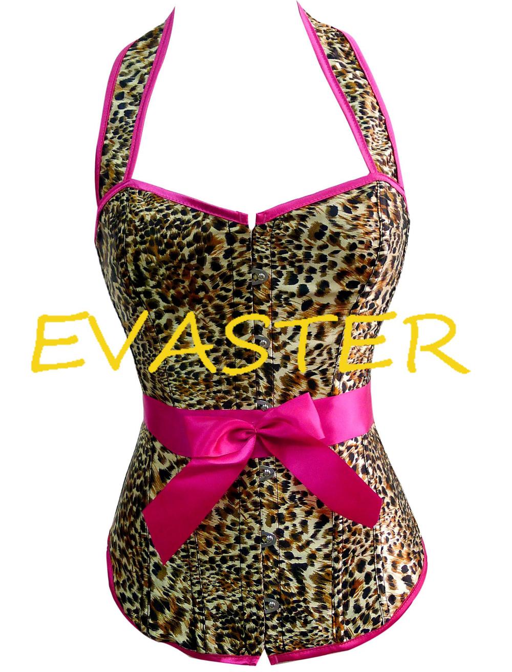 New design Leopard Halter Pin-Up Burlesque women sexy body corsets