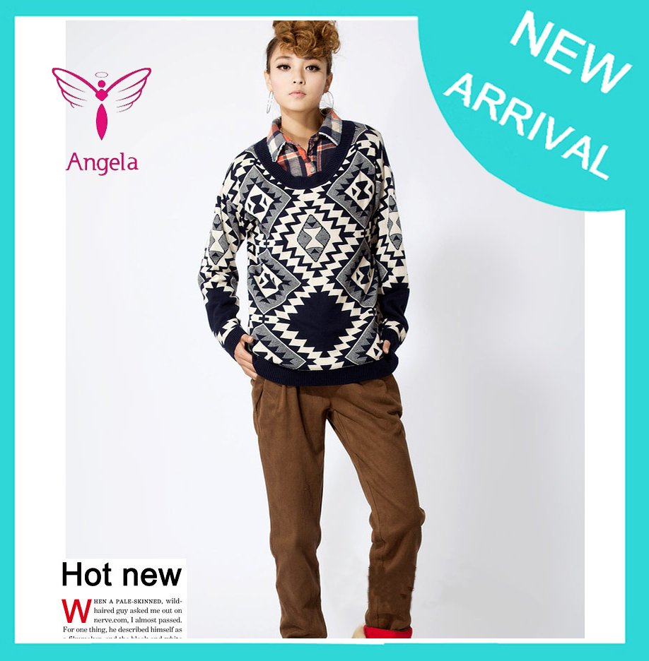 New Design Special Sale Vintage The Hottest Geometric Figure Short Knitted Pullovers Sweater WS-026