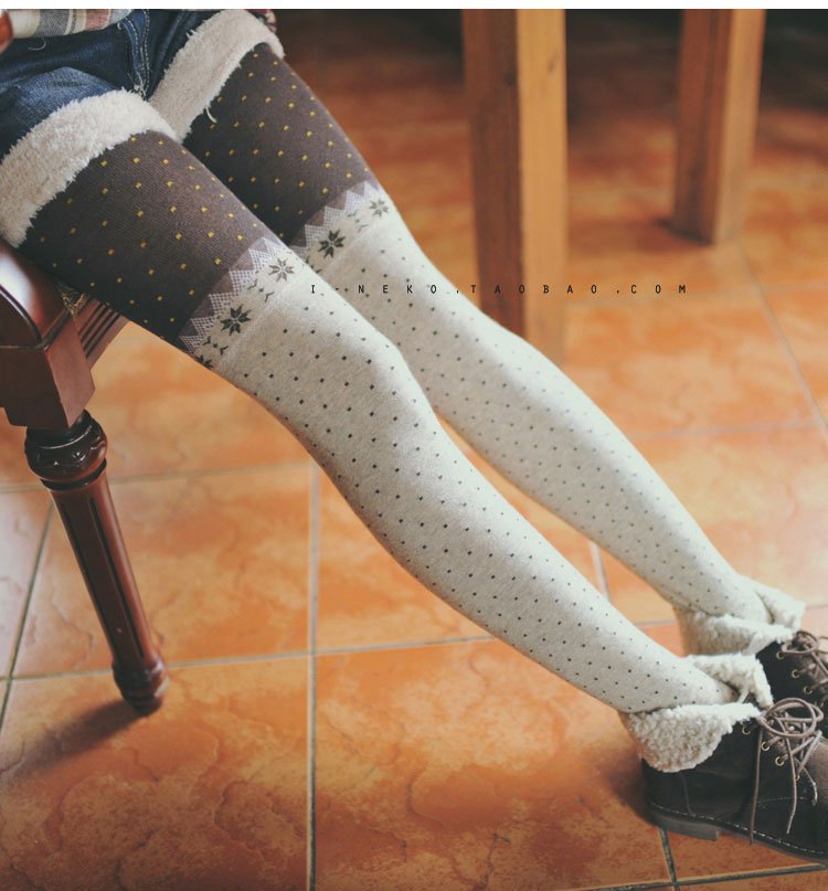 new dots autumn and winter female models stitching snowflake little combed cotton legging pantyhose stockings free shipping