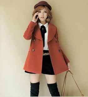 New England College in autumn and winter wind double breasted wool coat Long duffle coat