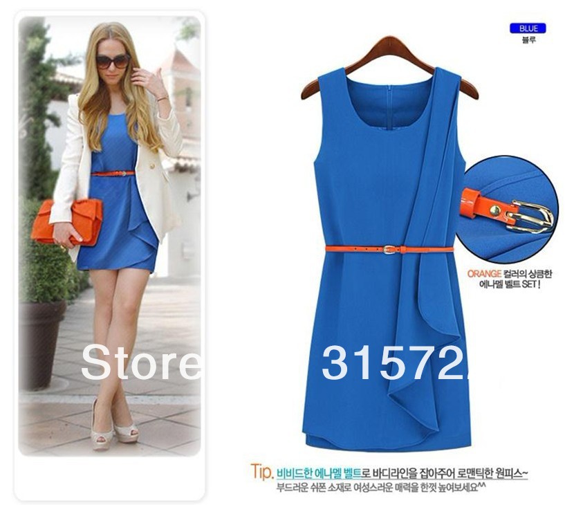 new Eruo lady temperament irregular hem dress free size A-113