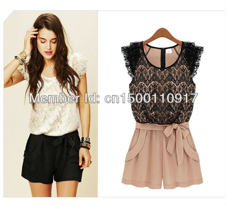 New  Fashion 2013 Ladies Rompers Lace Wire Mesh Yarn Women Overalls Free Shipping