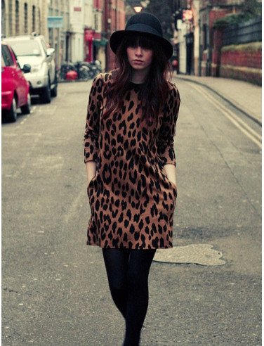 New fashion doll collar wild leopard dress bottoming dress