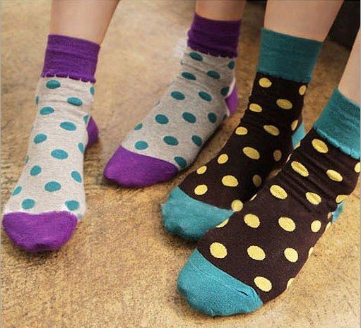 New Fashion Dot Pattern Grils Cotton Stockings,Women's Winter Sports Socks,Free shipping