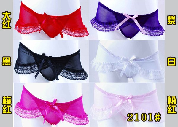 New Fashion Lady's Hot Sexy BOW Lace Yarn Panties Women's Soft Thongs Comfort 6 Colors Free shipping