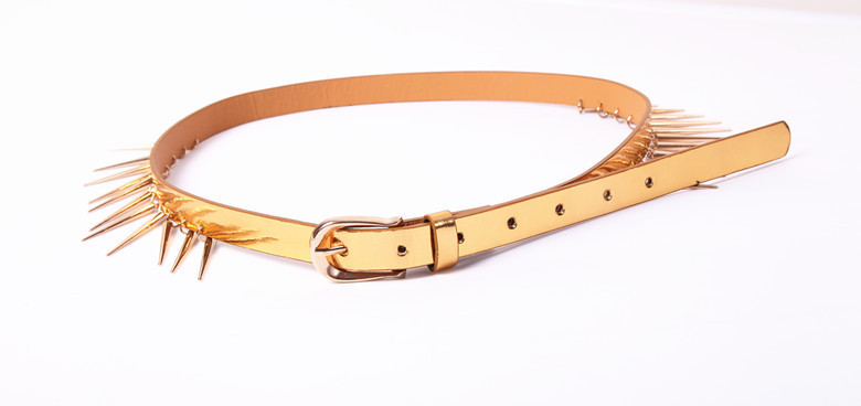 NEW! fashion metal rivet japanned leather women's thin section belt strap excellent free shipping