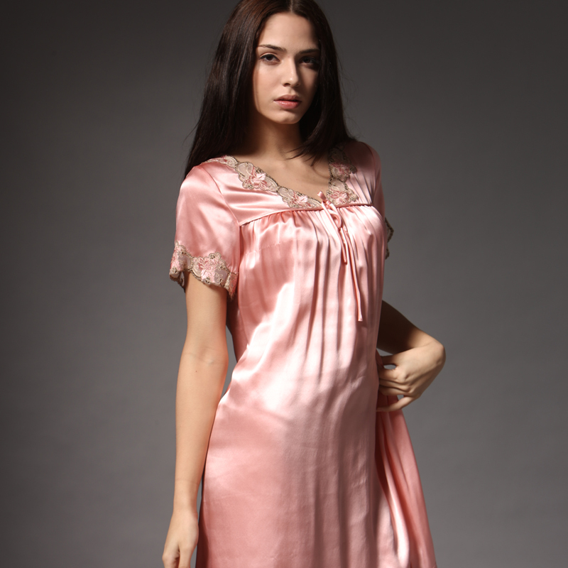 New Fashion Mulberry silk sleepwear female princess dress 8501 lounge Dresses