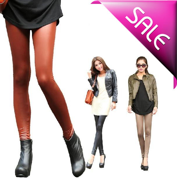 New Fashion Sexy Color Matt Imitation Leather Leggings High Elastic Skinny Pantyhose Multicolor Free Shipping 9153