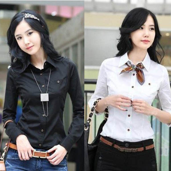 New Fashion Sexy Women OL button Career Cotton Shirt business Top blouse 2colors   HR106