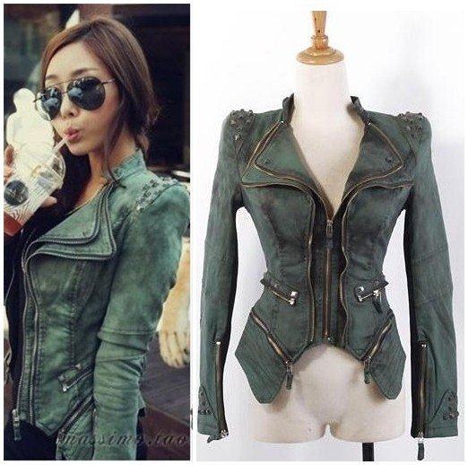 New fashion Star women jeans Punk spike VINTAGE jacket studded shoulder coat h222 Free Shipping