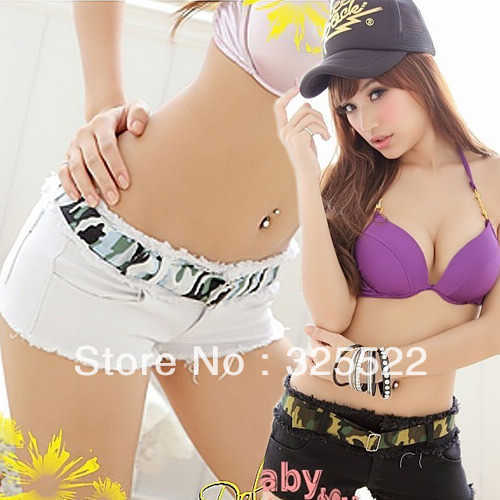 New Fashion Woman's Summer Washed Cotton Low Waist Sexy Shorts Free Shipping C54